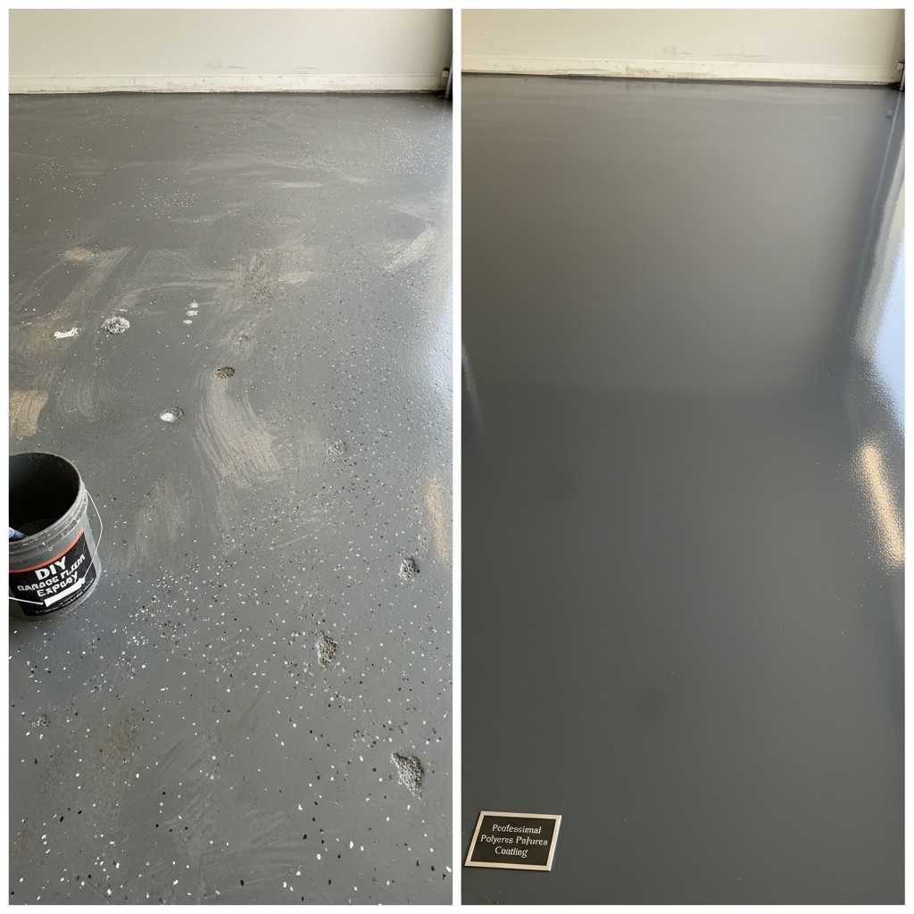Comparison of DIY and professional epoxy garage floor results
